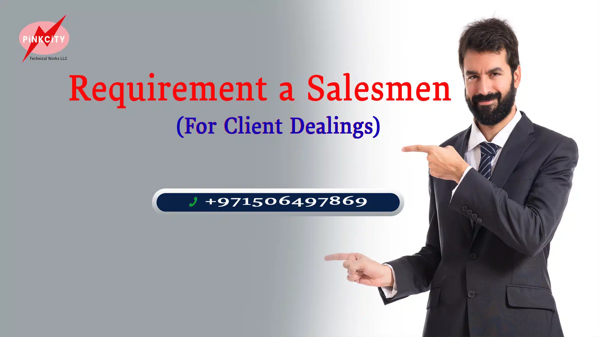 Vacancy in Dubai for sales men at pink City Mep